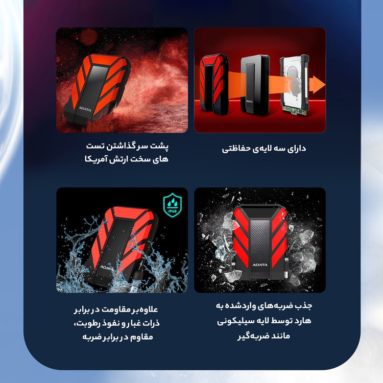 محصول نمونه تستی هارد اکسترنال ای دیتا مدل HD710 Pro ظرفیت 1 ترابایت با استاندارد ارتباطی USB 3.2 Gen1
