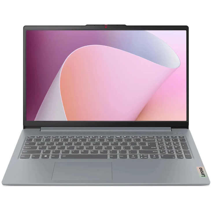 محصول نمونه تستی لپ‌تاپ لنوو مدل IdeaPad Slim 3 15AMN8 با پردازنده Ryzen 3-7320U، رم LPDDR5 8GB با فرکانس 5500MHz، حافظه SSD با ظرفیت 512GB، نمایشگر 15.6 اینچ TN با وضوح Full HD