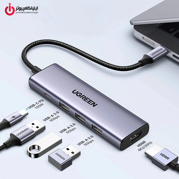 محصول نمونه تستی هاب 5 پورت چندکاره یوگرین مدل UGREEN CM511-15596